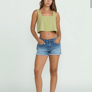Billabong Light Green Square Neck Crop Top